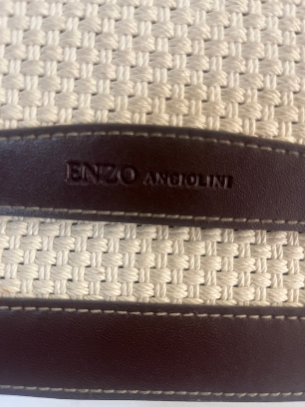 Enzo Angiolini Cream and Brown Woven Shoulder summer  Bag NWOT